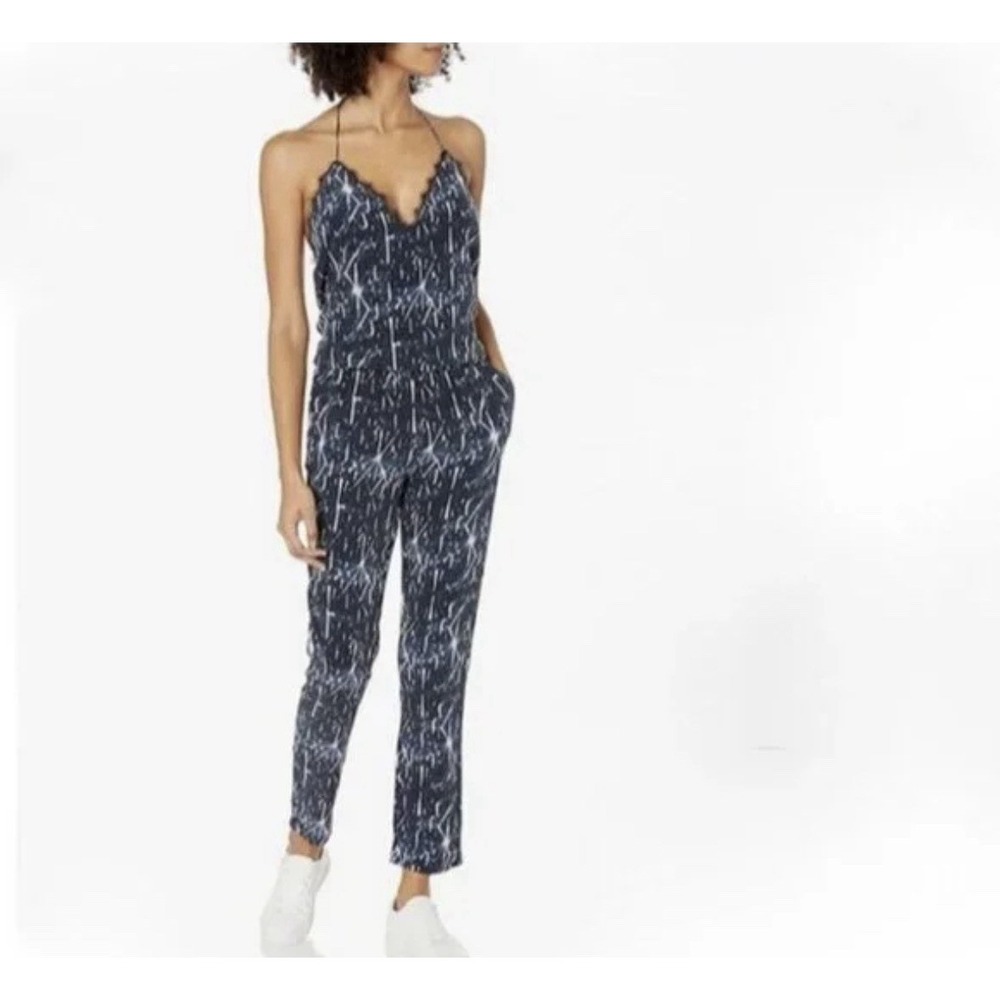 Dolce Vita Marine Shattered Glass Jumpsuit XS 100% Silk Lace Dark Romantic Goth